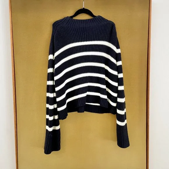 G. Label by goop LUCY Striped Funnel-Neck Knit Sweater